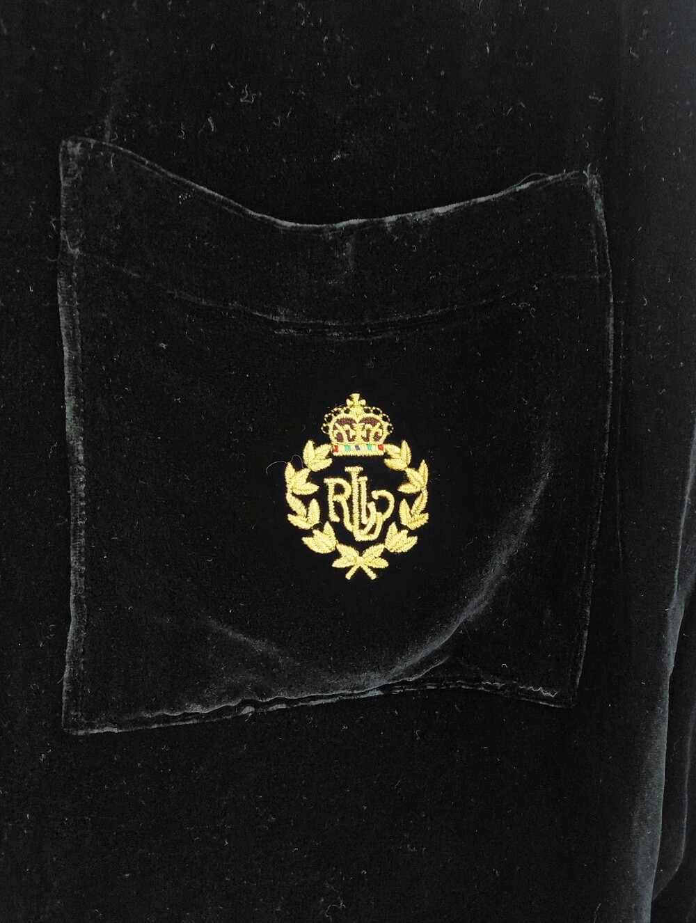 Lauren Ralph Lauren Womens Velvet Button Up Long Sleeve Blouse Emblem Size Large - Picture 4 of 8
